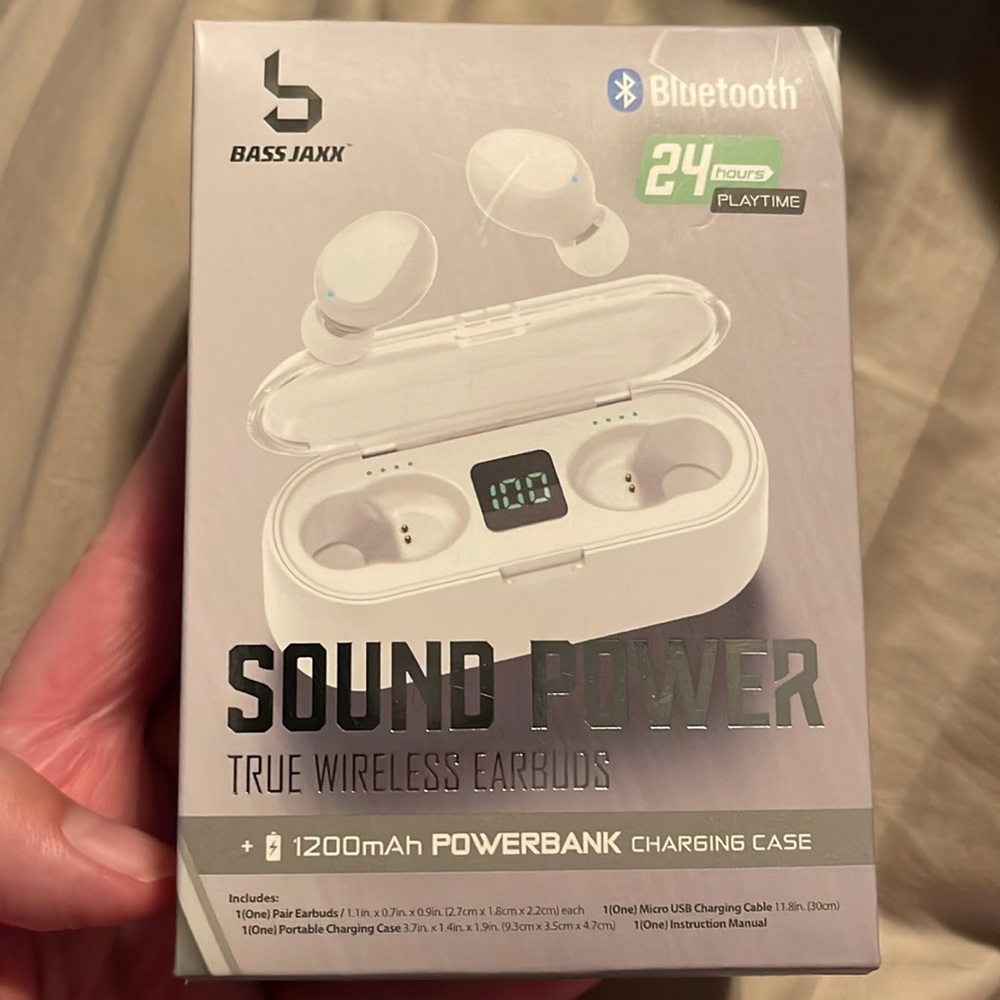 Bluetooth Wireless Earbuds w1200mAh Powerbank Charging Case 24 + Mount Bundle